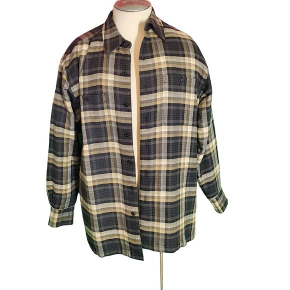 Men's insulated Wool Flannel Shacket Plaid Heavyweight Button Down Shirt Sz M - Picture 1 of 5